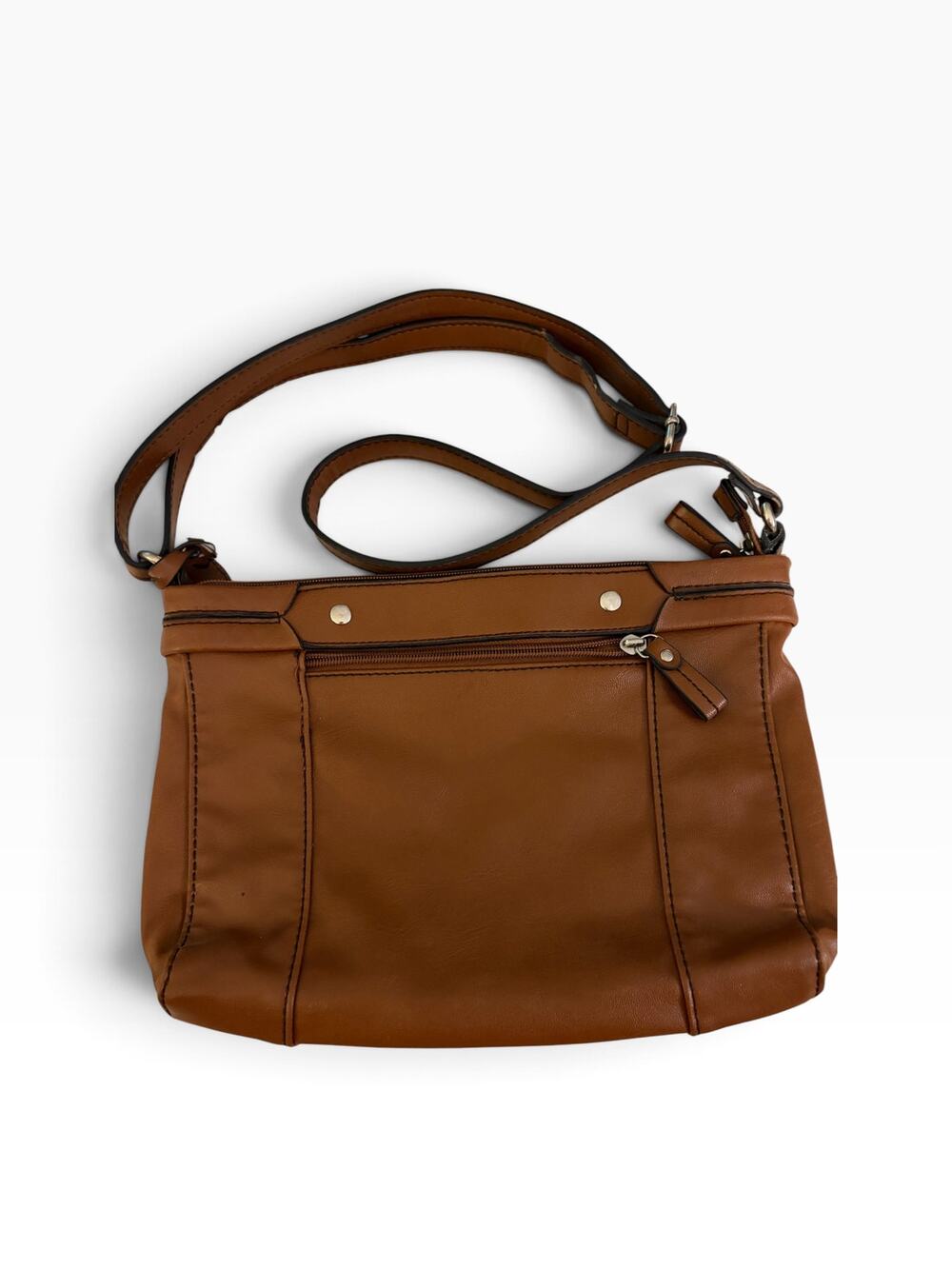 Relic by Fossil Brown Faux Leather Crossbody Purse Multi Pocket Shoulder Bag